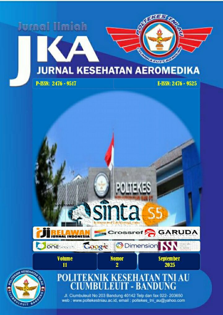 					View Vol. 11 No. 2 (2025): Jurnal Ilmiah JKA (Jurnal Kesehatan Aeromedika)
				